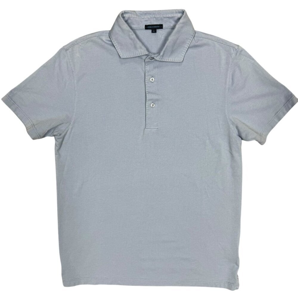 Patrick Assaraf Pima Cotton Polo Shirt Stretch Fabric Made in Peru Blue Small